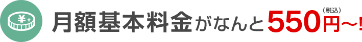 月額基本料金がなんと550円～（税込）！